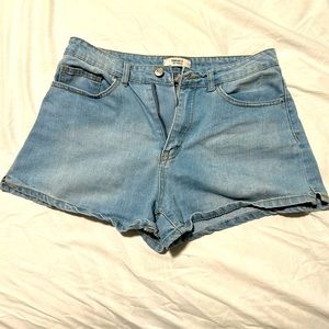 Light wash jean shorts